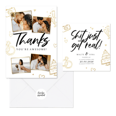 Hochzeitskartenset Doodles mit Sektgläsern