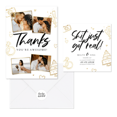 Hochzeitskartenset Doodles mit Sektgläsern