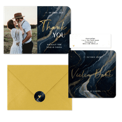 Hochzeitskarten Dunkler Marmor mit Goldschrift