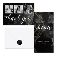 Hochzeitskartenset industriell mit Gold