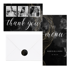 Hochzeitskartenset industriell mit Gold