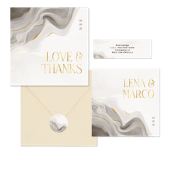 Hochzeitskartenset grauer Marmor mit Gold