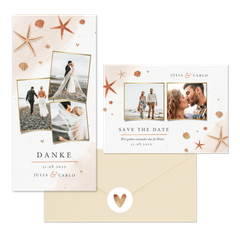 Hochzeitskartenset Seesterne und Sand