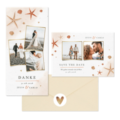 Hochzeitskartenset Seesterne und Sand