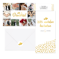 Hochzeitskartenset goldene Punkte