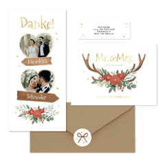 Hochzeitskartenset Blumen & Geweih
