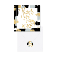 Hochzeitskartenset Pinselstriche Schwarz-Gold