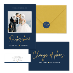 Hochzeitskartenset klassisch in Dunkelblau