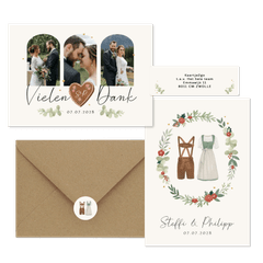 Hochzeitskartenset Dirndl & Lederhose