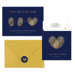 Hochzeitskartenset goldener Fingerabdruck