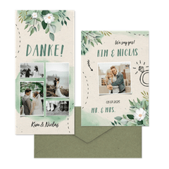 Hochzeitskartenset Botanisch mit Doodles