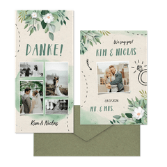 Hochzeitskartenset Botanisch mit Doodles