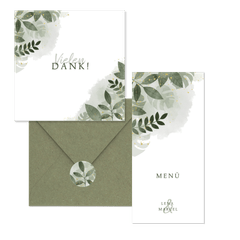 Hochzeitskartenset grüne Zweige in Wasserfarbe