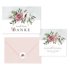 Hochzeitskartenset klassisches Rosenbukett