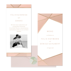 Hochzeitskartenset Geometrische Formen Rosé & Gold