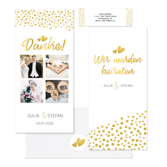 Hochzeitskartenset goldene Punkte