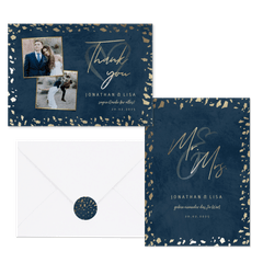 Hochzeitskartenset Dunkelblau mit Goldschnipseln