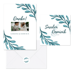 Hochzeitskartenset Zweige in Türkis Illustration