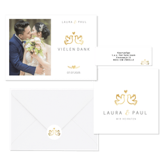 Hochzeitskarten mit goldenen Turteltauben