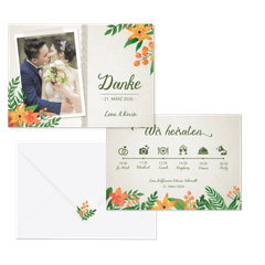 Hochzeitskartenset Botanisch Vintage Blumen