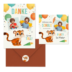 Tiger und bunte Luftballons L