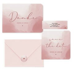 Hochzeitskartenset in Aquarell Altrosa