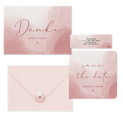 Hochzeitskartenset in Aquarell Altrosa