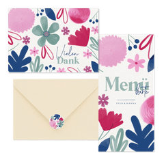 Hochzeitskartenset Aquarellblumen