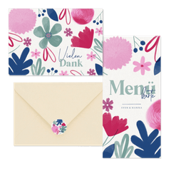 Hochzeitskartenset Aquarellblumen