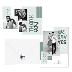 Hochzeitskartenset grafisches Design in Grün