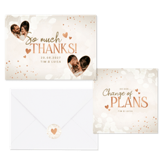 Hochzeitskartenset mit Kupferherzen