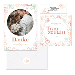 Hochzeitskartenset stilisierte Frühlingsblumen in Aquarell