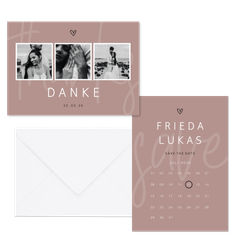 Hochzeitskartenset minimalistisch Altrosa