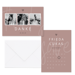 Hochzeitskartenset minimalistisch Altrosa