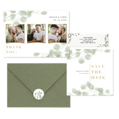 Hochzeitskartenset stilvoller Eukalyptus