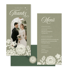 Hochzeitskartenset Spitze auf Olivgrün