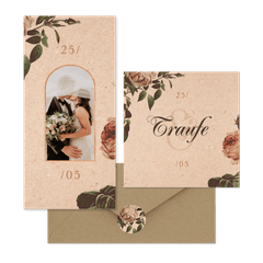 Hochzeitskartenset Vintage Rosen auf Papierstruktur