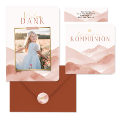 Kommunion - Berge Aquarell rosa