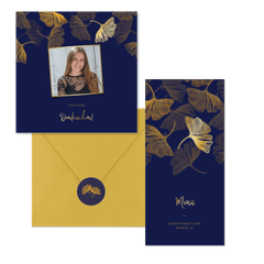 Konfirmation - Gingkoblatt blau