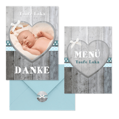 Taufe - Holzlook blau