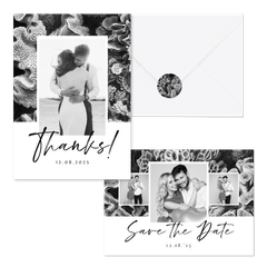 Hochzeitskartenset Korallen in Schwar-Weiß