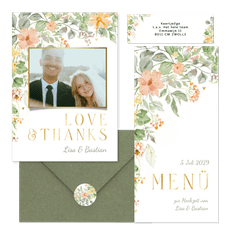 Hochzeitskartenset mit bunten Blumenranken in Aquarell