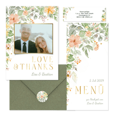 Hochzeitskartenset mit bunten Blumenranken in Aquarell