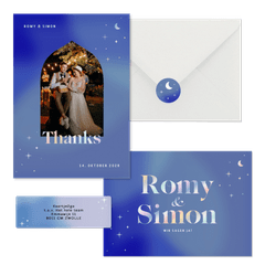 Hochzeitskartenset holografische Sterne 