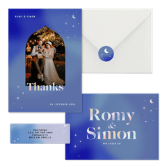 Hochzeitskartenset holografische Sterne 