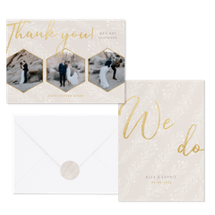 Hochzeitskartenset blasse Zweige auf Beige