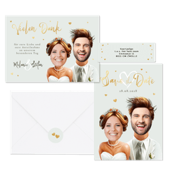 Hochzeitskartenset Lustige Porträts mit eigenen Fotos