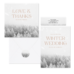 Hochzeitskartenset weißer Winterwald