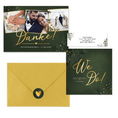 Hochzeit - Dunkelgrün Zweige und Goldsprenkel