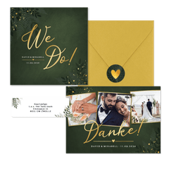 Hochzeit - Dunkelgrün Zweige und Goldsprenkel